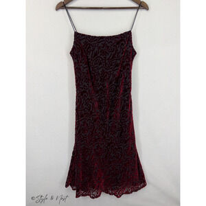 VTG Georgiou Studio Velvet Red Vampire Whismigoth Paisley Velour Dress Size 4